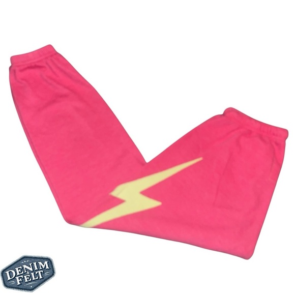 Aviator Nation Women’s Pink/Yellow Bolt Stitch Sweatpants/Joggers | PRELOVED⚡️🩷 - Picture 3 of 11